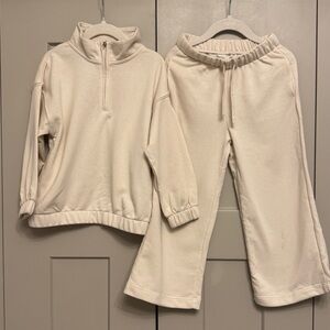 NWT H&M Kids Cream Half-Zip Sweatsuit Set | Girls 5T | Cozy Matching Set